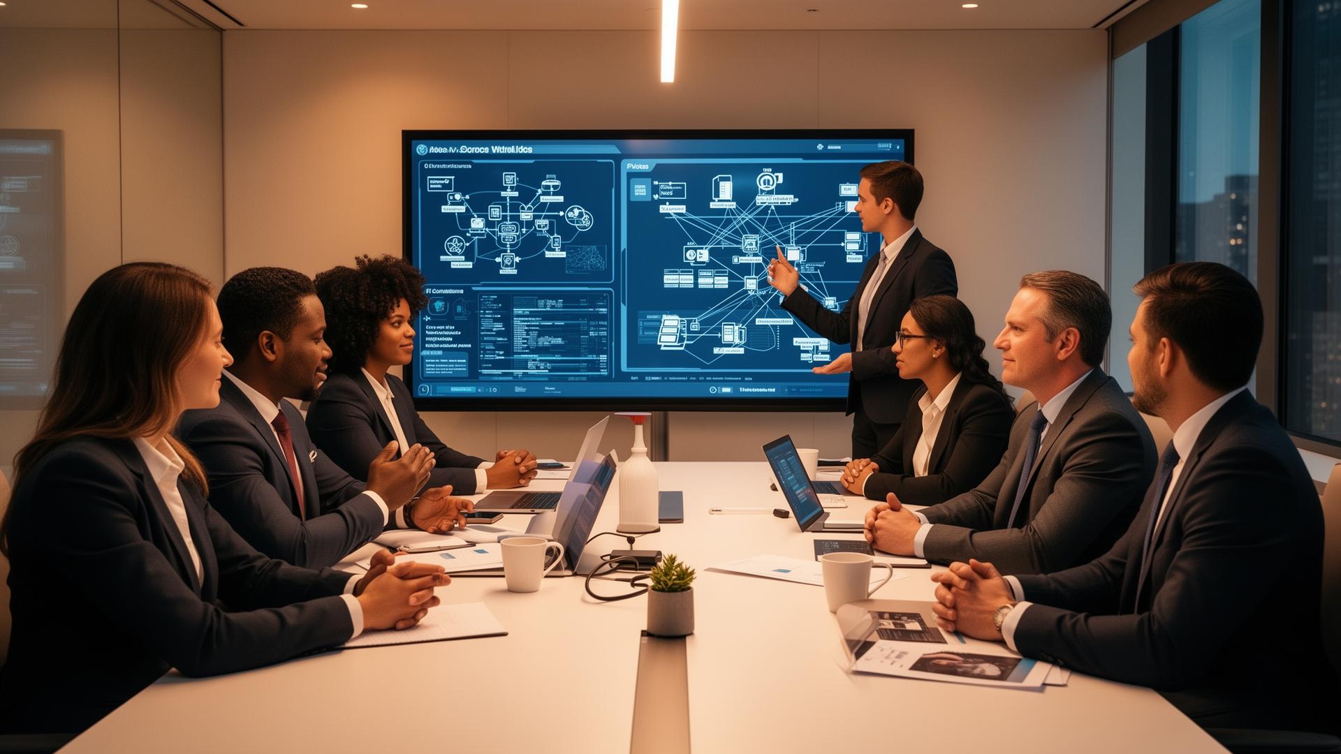 IT consultants collaborating with business executives